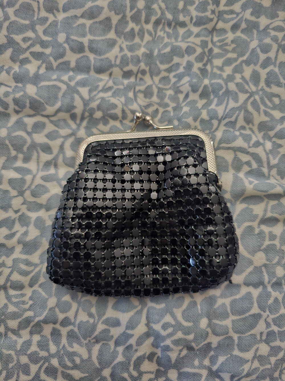 Black Sequin Kiss-Lock Evening Clutch